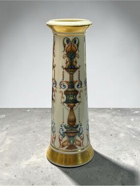 Lenox Porcelain Lido Vase with 24kt Gold Trim and Multicolor Motifs
